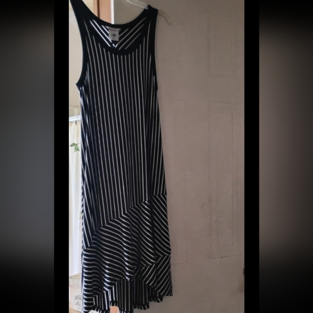 CAbi Black and White Asymmetrical Dress